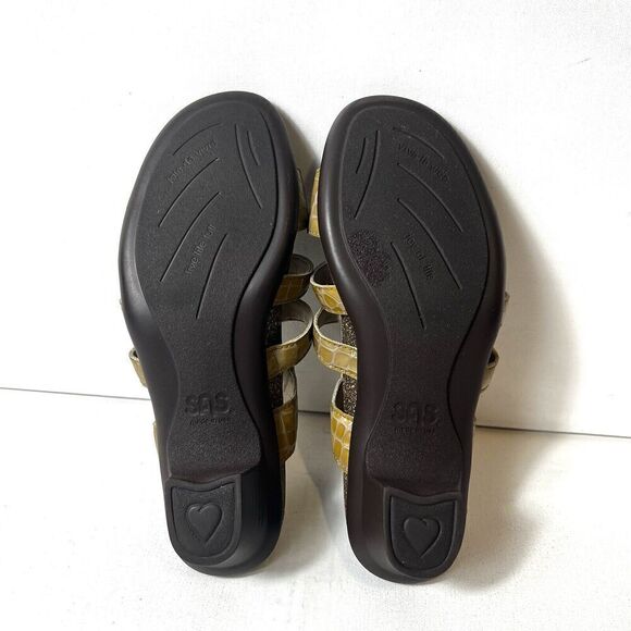 SAS Tripad Comfort Heel Sandals Womens 7.5 M Mustard Leather Sling Back Open Toe - Picture 11 of 11